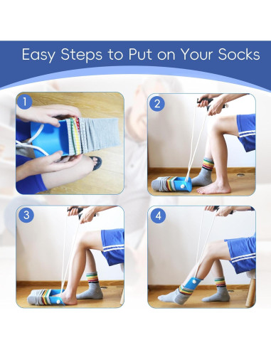 Asistente para Poner Calcetines Yitobecka Azul - Fácil Uso
