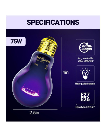 Lámpara de Calor Nocturna para Reptiles REPTI ZOO 75W E26/E27