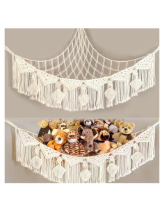 Hamaca de Almacenamiento de Juguetes Kordory Beige 119x99 cm