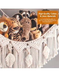 Hamaca de Almacenamiento de Juguetes Kordory Beige 119x99 cm 2