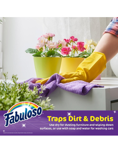 Paños de limpieza de microfibra Fabuloso morado 33x33 cm 12 unidades