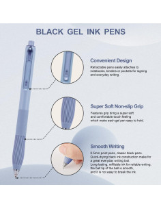 Bolígrafos de Gel Linbsunne 0.5mm Tinta Negra Retráctiles (12 unidades) 2
