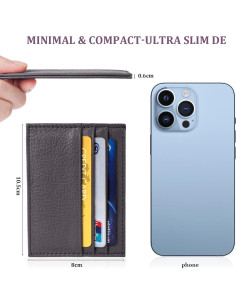 Billetera de Cuero Ultra Delgado URAQT con Bloqueo RFID - Marrón 2