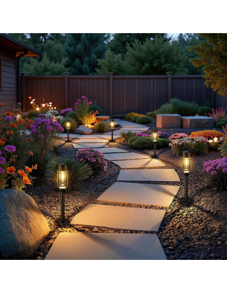 Luces Solares de Camino LETMY, Paquete de 4, IP65, Jardín Luces Solares de Camino LETMY, Paquete de 4, IP65, Jardín