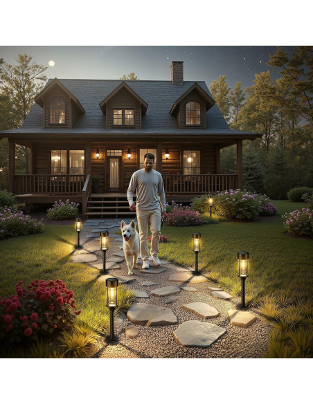 Luces Solares de Camino LETMY, Paquete de 4, IP65, Jardín Luces Solares de Camino LETMY, Paquete de 4, IP65, Jardín