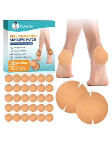 30 Parches Adhesivos TEAWOO para Talones Agrietados 80mm