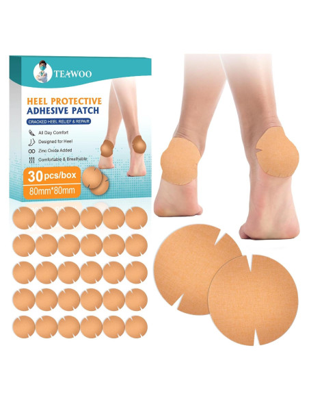 30 Parches Adhesivos TEAWOO para Talones Agrietados 80mm