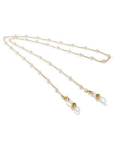 Cadena de Gafas de Perlas para Mujeres Oro 18K 80CM