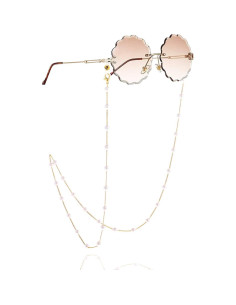 Cadena de Gafas de Perlas para Mujeres Oro 18K 80CM 2