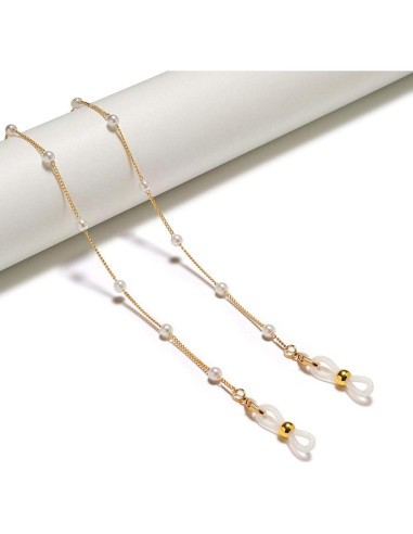 Cadena de Gafas de Perlas para Mujeres Oro 18K 80CM
