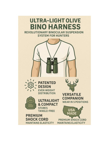 Arnés de Prismáticos Ultraligero Rick Young - Ajustable Negro