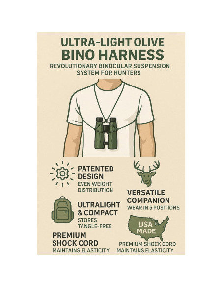 Arnés de Prismáticos Ultraligero Rick Young - Ajustable Negro