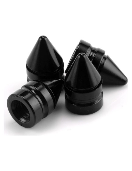 Tapa de Válvula de Neumático SINGARO - 4 Piezas Aluminio Negro