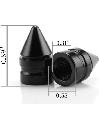 Tapa de Válvula de Neumático SINGARO - 4 Piezas Aluminio Negro