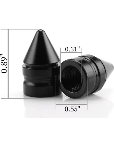 Tapa de Válvula de Neumático SINGARO - 4 Piezas Aluminio Negro