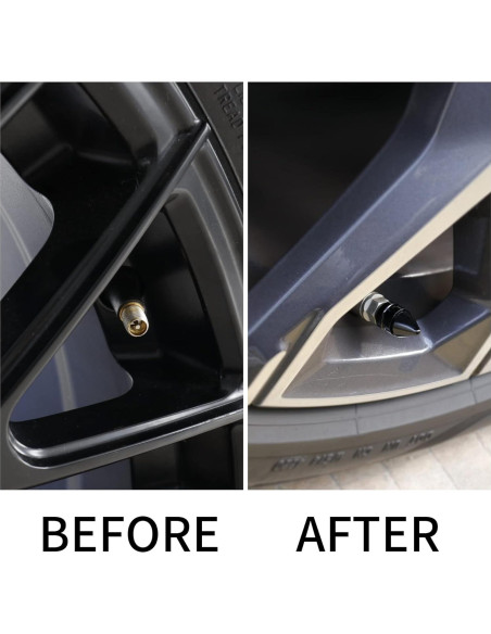 Tapa de Válvula de Neumático SINGARO - 4 Piezas Aluminio Negro