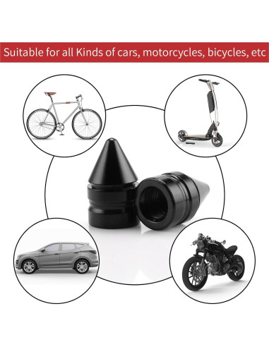 Tapa de Válvula de Neumático SINGARO - 4 Piezas Aluminio Negro