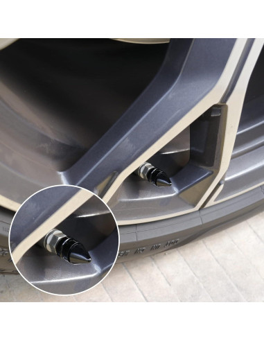 Tapa de Válvula de Neumático SINGARO - 4 Piezas Aluminio Negro