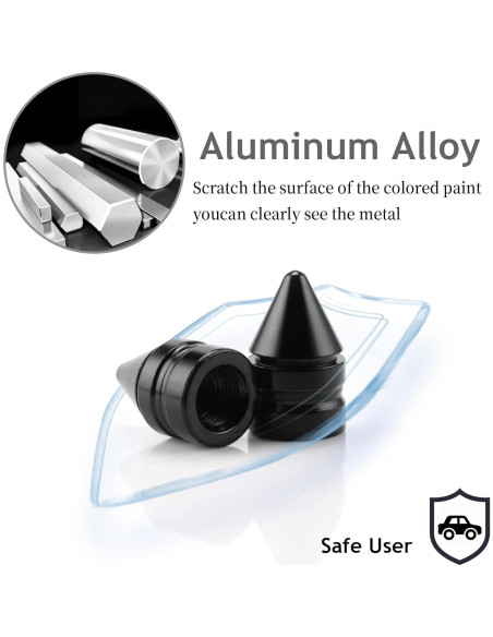 Tapa de Válvula de Neumático SINGARO - 4 Piezas Aluminio Negro