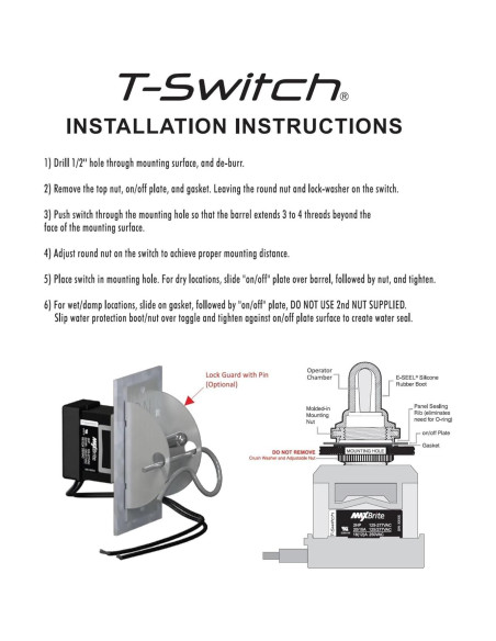 Interruptor de palanca MaxBrite 20A 2 HP impermeable UL