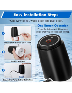 Bomba dispensadora de agua eléctrica Huihong 5 galones USB 2