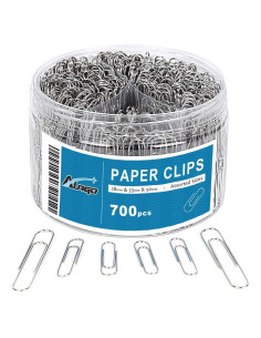 Clips de Papel Alago 700 Piezas Variados 28mm 33mm 50mm Plateados