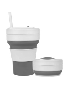 Taza de Viaje Plegable CYNROFVEN Silicona 350ml Gris
