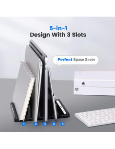 Soporte Vertical para Laptop EAXBUX 3 Ranuras Ajustable 2