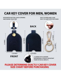 Funda de Llaves de Cuero PU Anhbkar - Grande Negra 6.1x4.6 cm 2