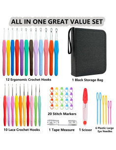 Set de Ganchillos Ergonómicos Hobekoee 22 Piezas 0.5-10mm 2