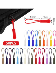 50 Piezas Reemplazo Tiradores de Cremallera Multicolor Bremorou 2