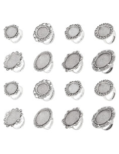 16 Piezas Anillos en Blanco Ajustables SUNNYCLUE Plata Antigua