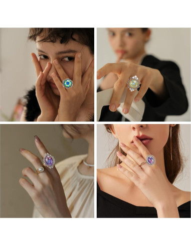 16 Piezas Anillos en Blanco Ajustables SUNNYCLUE Plata Antigua