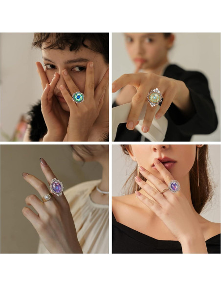 16 Piezas Anillos en Blanco Ajustables SUNNYCLUE Plata Antigua