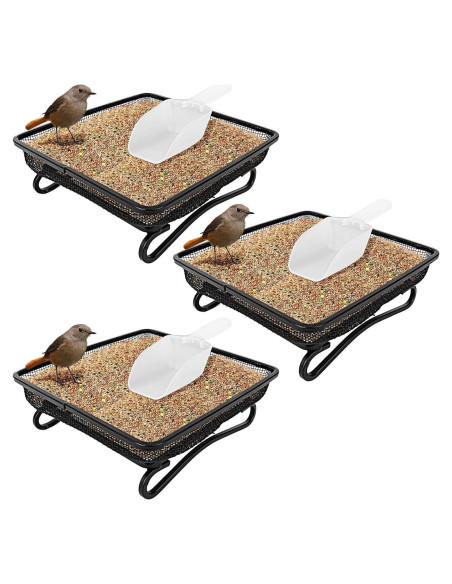 Comedero para Aves de Metal BUWUSMU - 3 Pcs Cuadrado 17x17 cm