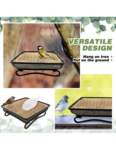 Comedero para Aves de Metal BUWUSMU - 3 Pcs Cuadrado 17x17 cm