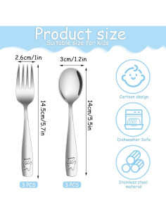 Set de Utensilios para Niños Pimoys 6 Piezas Acero Inoxidable 2