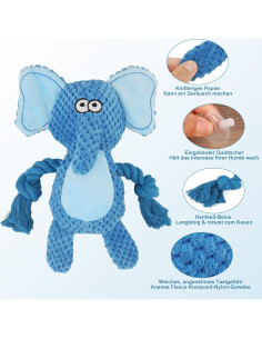 Juguete de Peluche para Perros TONYFY Elefante Azul 23.9cm 2