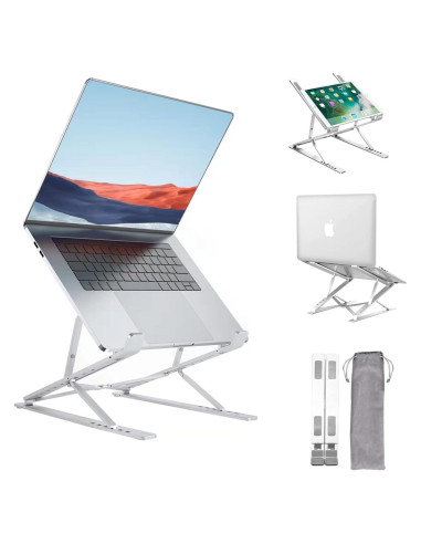 Soporte para Laptop LENRUE AZ02 Ergonómico Plata Claro