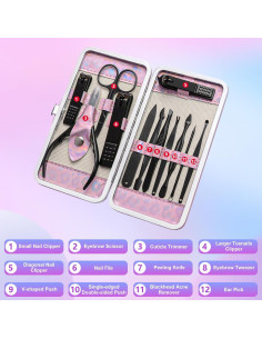 Kit de Manicura ANRUI 12 Piezas Acero Inoxidable Negro 2