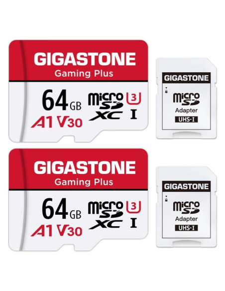 GIGASTONE 64GB Tarjeta Micro SD 2-Pack UHS-I U3 V30 4K