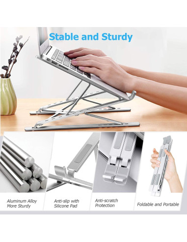 Soporte para Laptop LENRUE AZ02 Ergonómico Plata Claro