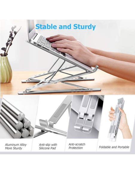 Soporte para Laptop LENRUE AZ02 Ergonómico Plata Claro