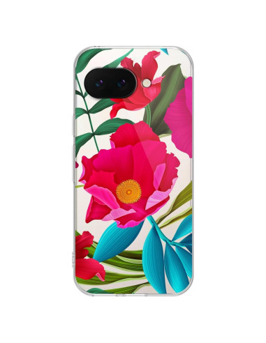 Funda TPU Blingy's para Google Pixel 9a Floral Transparente 6.3"