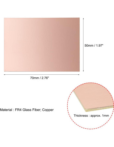 Placa de Circuito PCB Doble Cara uxcell 70x50mm 5pcs