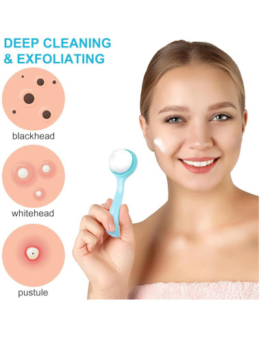 Paquete de 2 Cepillos Faciales de Silicona HINZIC - Azul