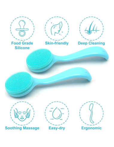 Paquete de 2 Cepillos Faciales de Silicona HINZIC - Azul
