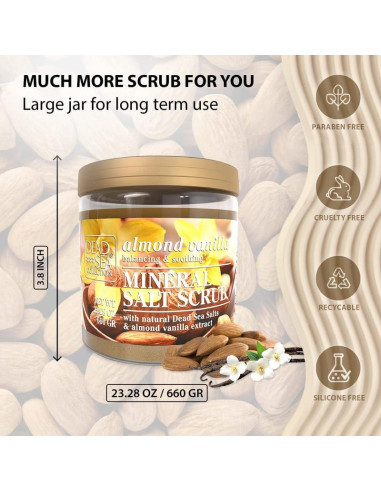 Exfoliante Corporal Colección del Mar Muerto 660g Almendra Vainilla