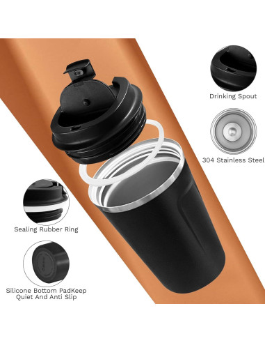 Taza de viaje SPLMIFA 380ml acero inoxidable a prueba de fugas