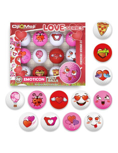 Conjunto de 12 Pelotas de Golf Oji Emoji - Temática Amor